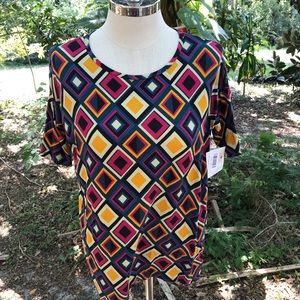 LulaRoe Irma Geometic Colorful Diamonds Tunic Top